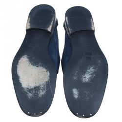 Pre Owned Gucci Blue Suede Loafers Size 42.5