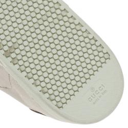 Pre Owned حذاء سنيكرز غوتشي غوتشيسما زخارف نسيجية جلد فضي وكانفاس مقاس 40.5