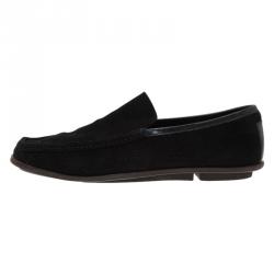 Pre Owned Gucci Black Suede Loafers Size 42