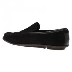 Pre Owned Gucci Black Suede Loafers Size 42