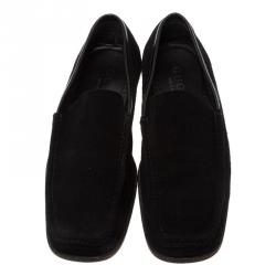Pre Owned Gucci Black Suede Loafers Size 42
