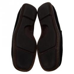 Pre Owned Gucci Black Suede Loafers Size 42