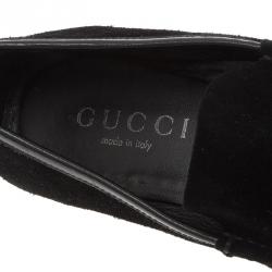 Pre Owned Gucci Black Suede Loafers Size 42