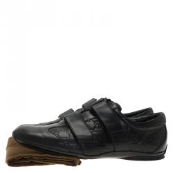 مملوكة مسبقًا حذاء رياضي غوتشي فيلكرو جلد غوتشيسيما أسود مقاس 42