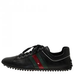 Pre Owned Gucci Black Leather Sneakers Size 42.5