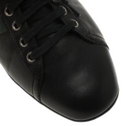 Pre Owned Gucci Black Leather Sneakers Size 42.5