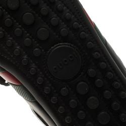 Pre Owned Gucci Black Leather Sneakers Size 42.5