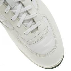 مملوكة مسبقًا Gucci White Leather and Fabric High Top Sneakers Size 44