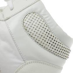 مملوكة مسبقًا Gucci White Leather and Fabric High Top Sneakers Size 44