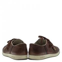 مملوكة مسبقًا Gucci Brown Python Web Detail Sneakers Size 44