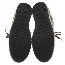 مملوكة مسبقًا Gucci Brown Python Web Detail Sneakers Size 44