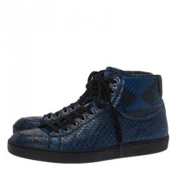 مملوكة مسبقًا حذاء رياضي غوتشي جلد ثعبان بعنق مرتفع مقاس 41.5