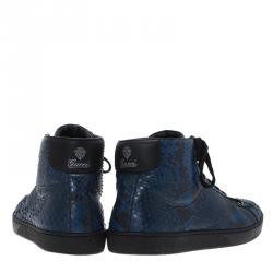 مملوكة مسبقًا حذاء رياضي غوتشي جلد ثعبان بعنق مرتفع مقاس 41.5