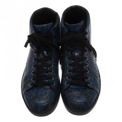 مملوكة مسبقًا حذاء رياضي غوتشي جلد ثعبان بعنق مرتفع مقاس 41.5