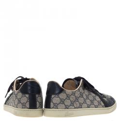 مملوكة مسبقًا Gucci Blue GG Supreme Canvas and Crocodile Trim Sneakers Size 44