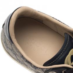 مملوكة مسبقًا Gucci Blue GG Supreme Canvas and Crocodile Trim Sneakers Size 44