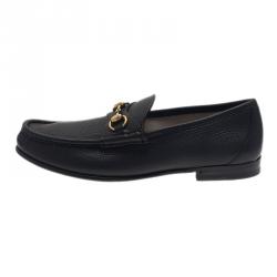 Pre Owned Gucci Black Leather 1953 Horsebit Loafers Size 43.5