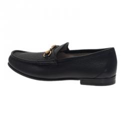 Pre Owned Gucci Black Leather 1953 Horsebit Loafers Size 43.5