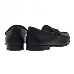 Pre Owned Gucci Black Leather 1953 Horsebit Loafers Size 43.5