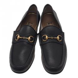 Pre Owned Gucci Black Leather 1953 Horsebit Loafers Size 43.5