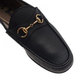 Pre Owned Gucci Black Leather 1953 Horsebit Loafers Size 43.5