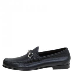 مملوكة مسبقًا Gucci Black Leather Hebron Horsebit Loafers Size 41