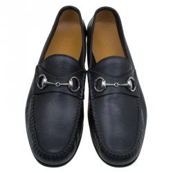مملوكة مسبقًا Gucci Black Leather Hebron Horsebit Loafers Size 41