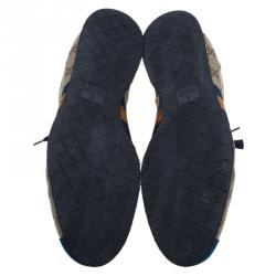 Pre Owned Gucci Two Tone GG Canvas and Suede Web Detail Sneakers Size 44