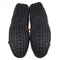 Gucci Brown Suede Web Detail Sneakers Size 42.5