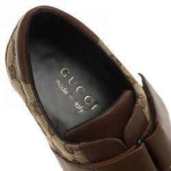 Pre Owned حذاء رياضي غوتشي كانفاس غوتشيسيما بني وجلد بلاصق مقاس 42