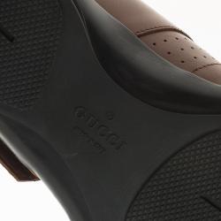 Pre Owned حذاء رياضي غوتشي كانفاس غوتشيسيما بني وجلد بلاصق مقاس 42