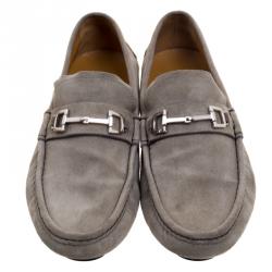 Gucci Grey Suede Bit Loafers Size 43.5