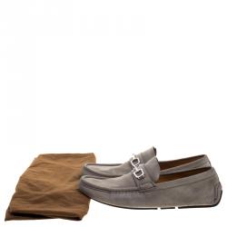 Gucci Grey Suede Bit Loafers Size 43.5