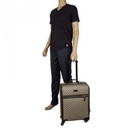Gucci Beige/Ebony GG Supreme Canvas Medium Four Wheel Carry-On Suitcase 