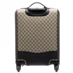 Gucci Beige/Ebony GG Supreme Canvas Medium Four Wheel Carry-On Suitcase 
