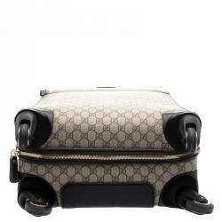Gucci Beige/Ebony GG Supreme Canvas Medium Four Wheel Carry-On Suitcase 