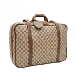 Gucci Dark Brown Monogram Canvas Travel Suitcase