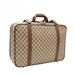 Gucci Dark Brown Monogram Canvas Travel Suitcase