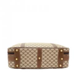 Gucci Dark Brown Monogram Canvas Travel Suitcase