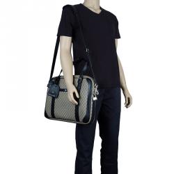 Gucci Beige/Black Diamante Canvas and Leather Briefcase