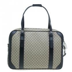 Gucci Beige/Black Diamante Canvas and Leather Briefcase
