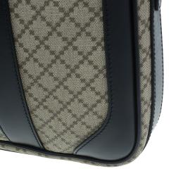 Gucci Beige/Black Diamante Canvas and Leather Briefcase