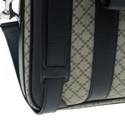 Gucci Beige/Black Diamante Canvas and Leather Briefcase