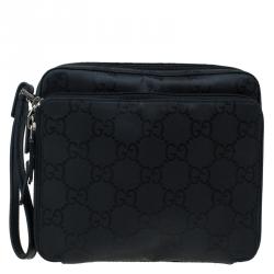 Gucci Black GG Nylon Pouch Bag