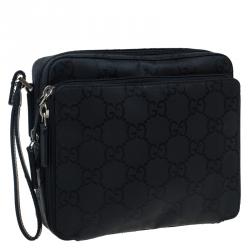 Gucci Black GG Nylon Pouch Bag
