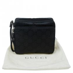 Gucci Black GG Nylon Pouch Bag