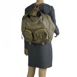 Gucci Fatigue Green GG Canvas and Leather Large Darwin Convertible Backpack