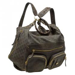 Gucci Fatigue Green GG Canvas and Leather Large Darwin Convertible Backpack