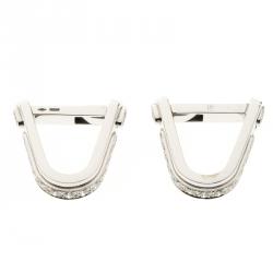Harry Winston Diamonds & 18k White Gold Stirrup Arched Wraparound Cufflinks