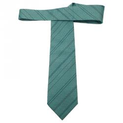 Pre Owned Hermes Green Silk Striped Tie